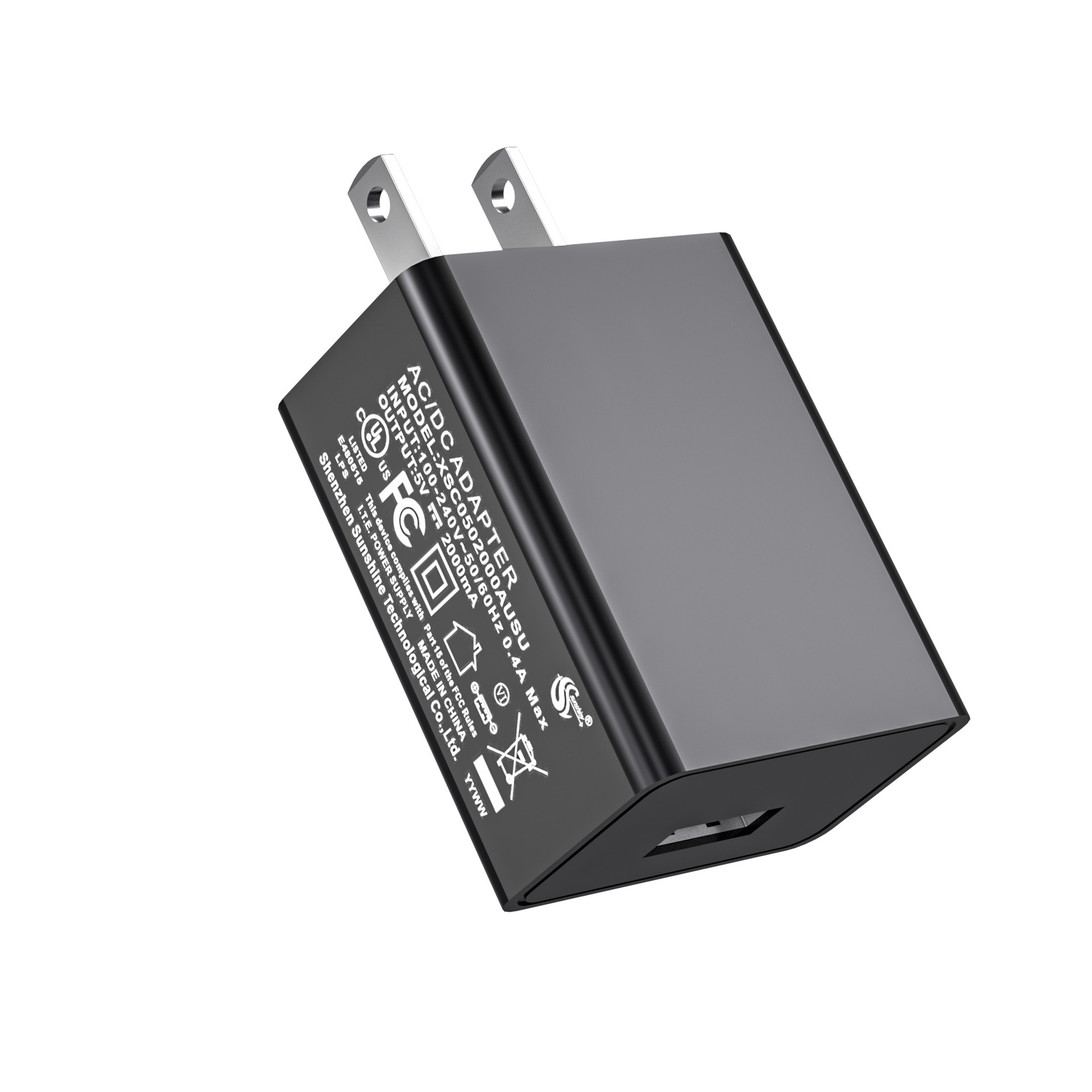 5v2a charging head USB Chinese standard 3/C, US standard UL certified 5v1a mobile phone speaker charger in factory stock Item Picture