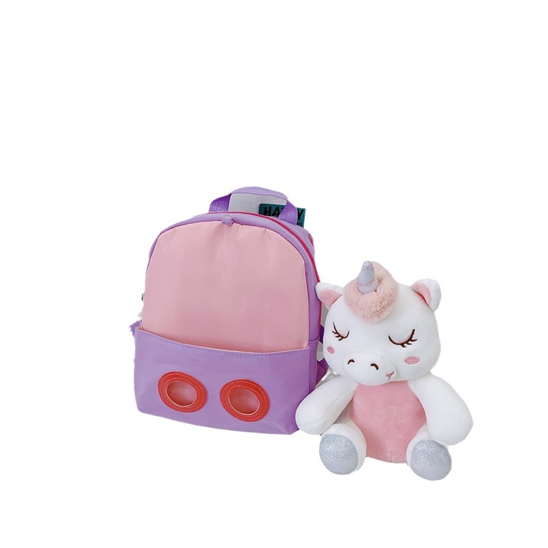 3D stereoscopic unicorn fleece toy backpack, cute cartoon schoolbag for kindergarten, lightweight backpack Item Picture