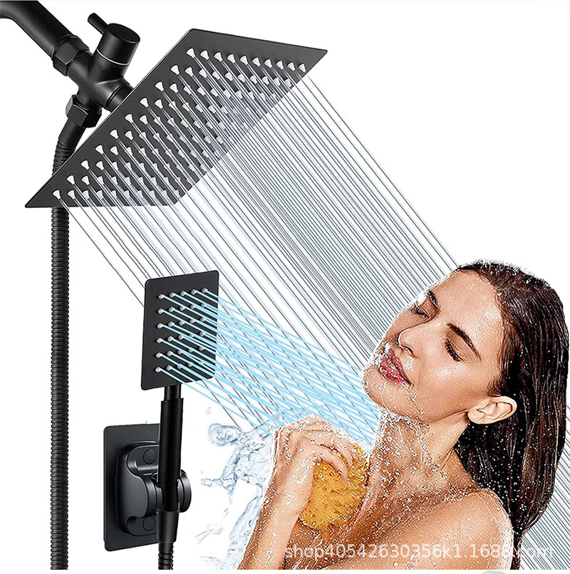 Hot-selling concealed stainless steel shower set and American-style bathroom ceiling square hand-held showerhead set in cross-border foreign trade full figure