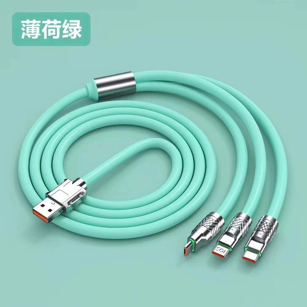 2-meter fast charging 1-to-3 mobile phone data cable, suitable for Apple, Huawei and Android type-c three-in-one charging cable Specification drawing