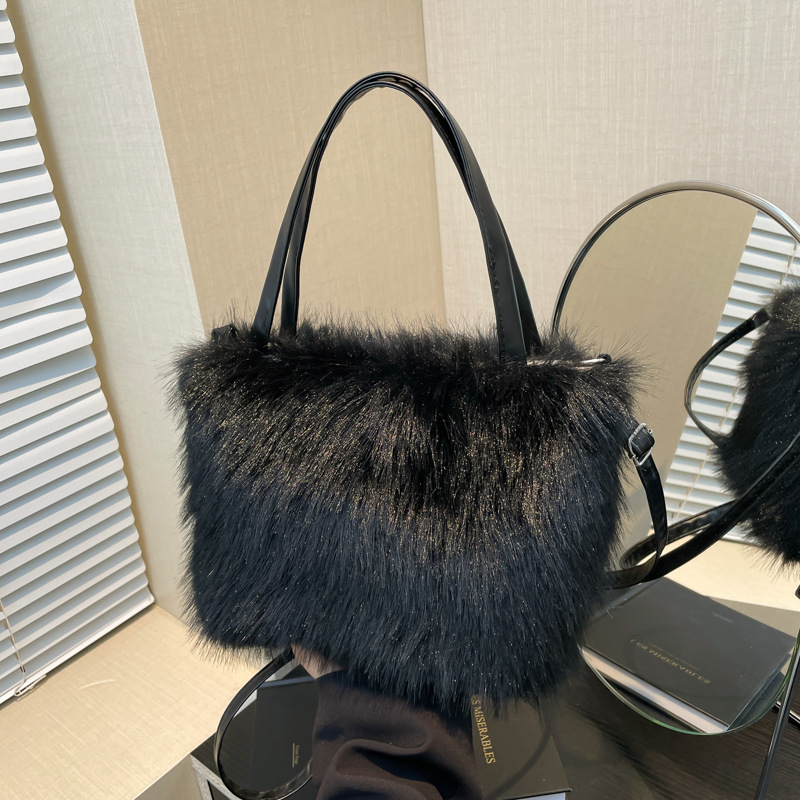 Plush bag, women's crossbody bag, new autumn and winter 2024, fluffy loose change phone bag, single-shoulder furry bag, handbag full figure