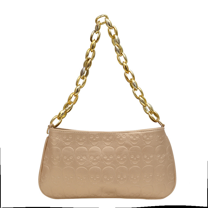 2024 New style personalized skull underarm bag, women's bag, embossed chain bag, Korean-style trendy single-shoulder crossbody bag Item Picture