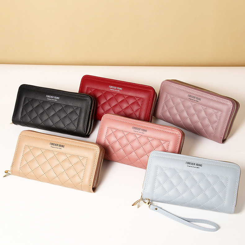 Ladies' wallets, long women's style, source factory, women's clutch, Korean version mobile phone case, double zipper wallet, large capacity card case details Picture
