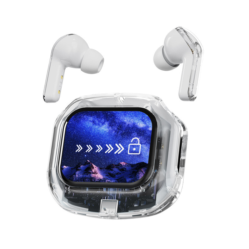 Cross-border AirMAX Bluetooth headphones: In-ear LCD touch color screen noise-cancelling transparent long-lasting sports headphones Item Picture