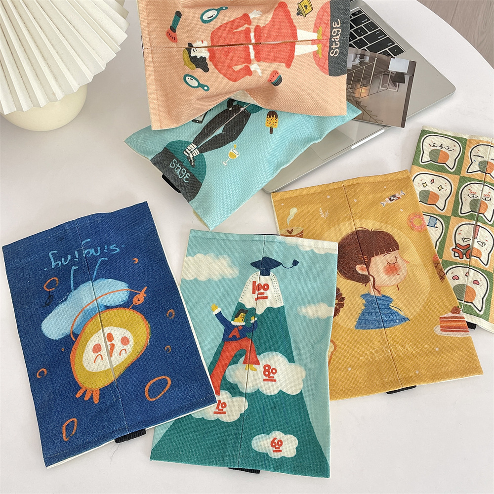 bj412313 Cartoon portable car Tissue box, creative hanging tissue bag, car seat back decorative tissue box full figure