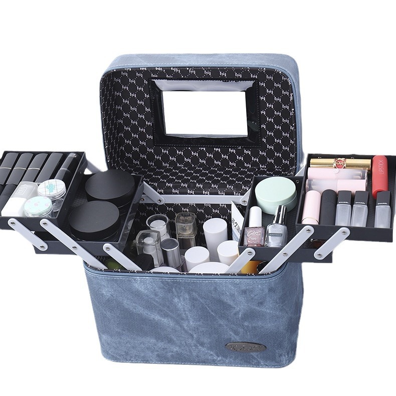 Large-capacity cosmetic bag, internet-famous storage box, portable ins style super popular box, multi-functional multi-layer hand-carry, simple and elegant for women Item Picture