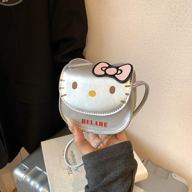 New Korean-style cute small bag, cat children's small backpack, crossbody single-shoulder bag, bow decoration, small change bag Application Scenario