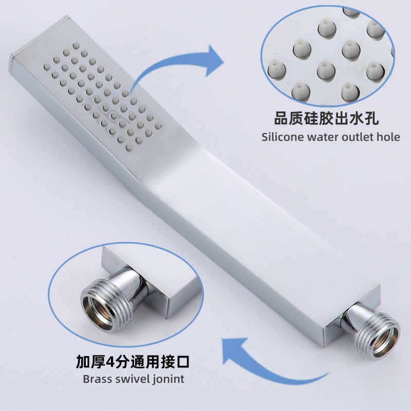 Cross-border foreign trade stainless steel shower head, hand-held shower, square concealed installation, hand-held shower head, hot water pressurized shower head Application Scenario