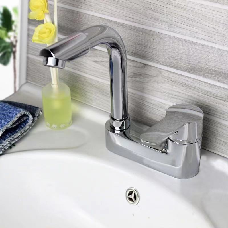 All-copper washbasin, cold and hot water faucet, washbasin, washbasin, bathroom, double and triple holes, household countertop basin, universal Specification drawing