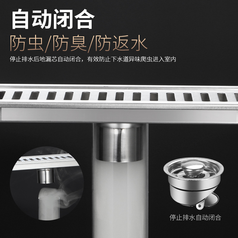 Long floor drain bathroom stainless steel 304 thickened large-capacity anti-odor hotel shower room project rectangular cross-border Application Scenario