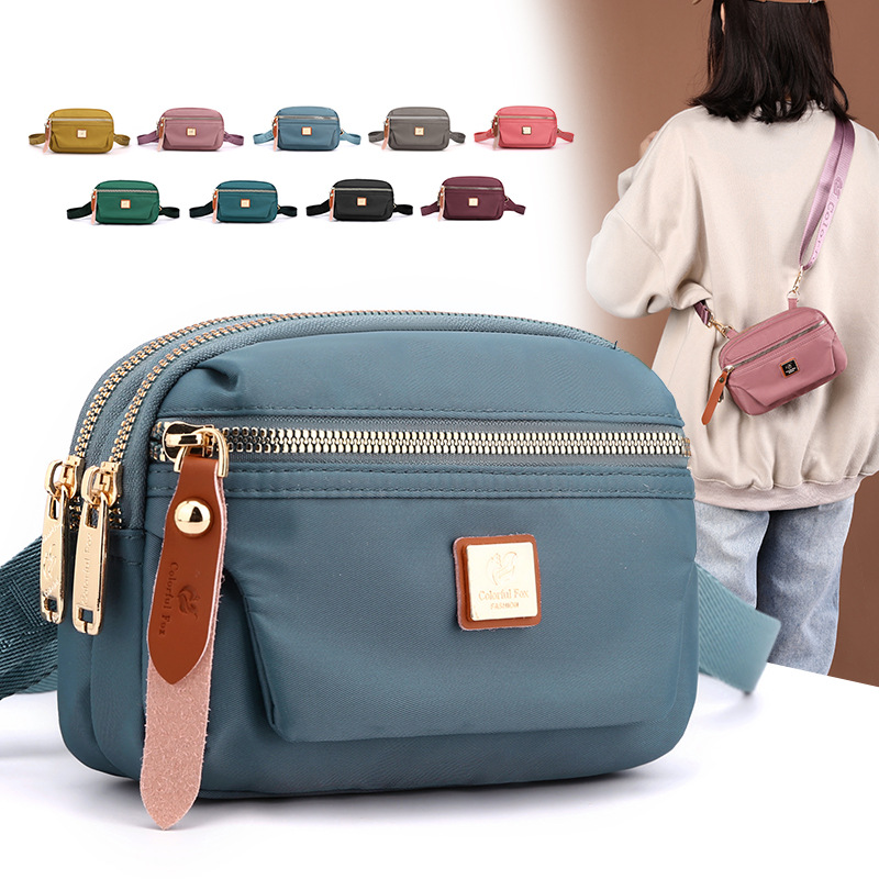 Colorful Fox's new mini crossbody bag for women, Korean-style trendy multi-layered phone bag, single-shoulder bag and chest bag full figure