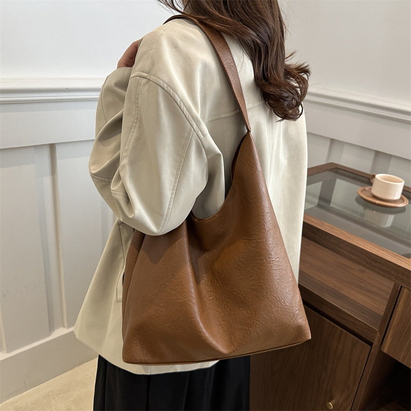 Retro large-capacity commuting bag for women, 2025 new trendy Korean version work shopping bag, high-quality single-shoulder tote bag Specification drawing
