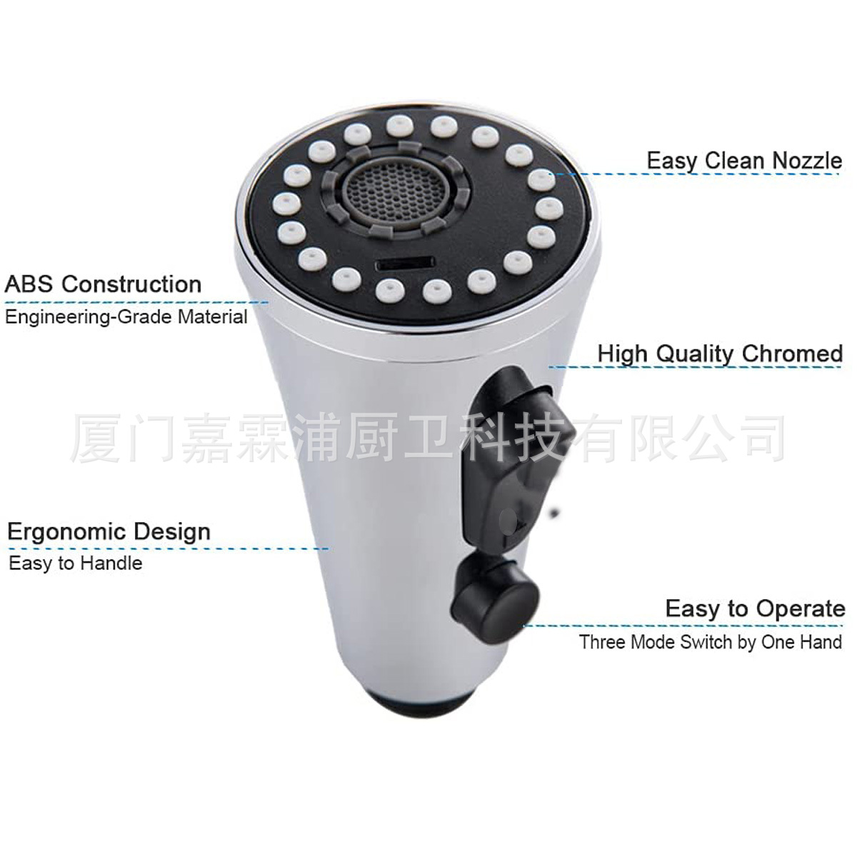 Cross-border faucet shower head, kitchen sink, pull-out faucet shower head, small showerhead factory wholesale pull-out head Specification drawing