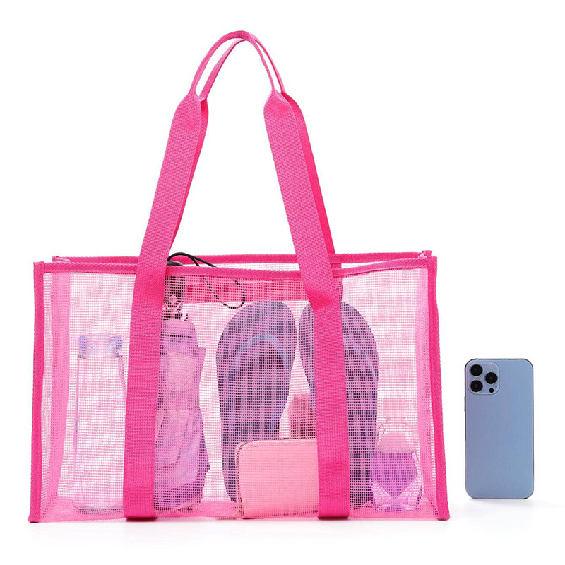 Cross-border swimming pool minimalist mesh beach bag, minimalist large-capacity swimming storage bag, long shopping beach bag Specification drawing