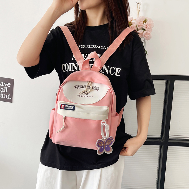 New color-blocking and large-capacity bag for girls, a casual Japanese-style bag for junior high school and high school commuters details Picture