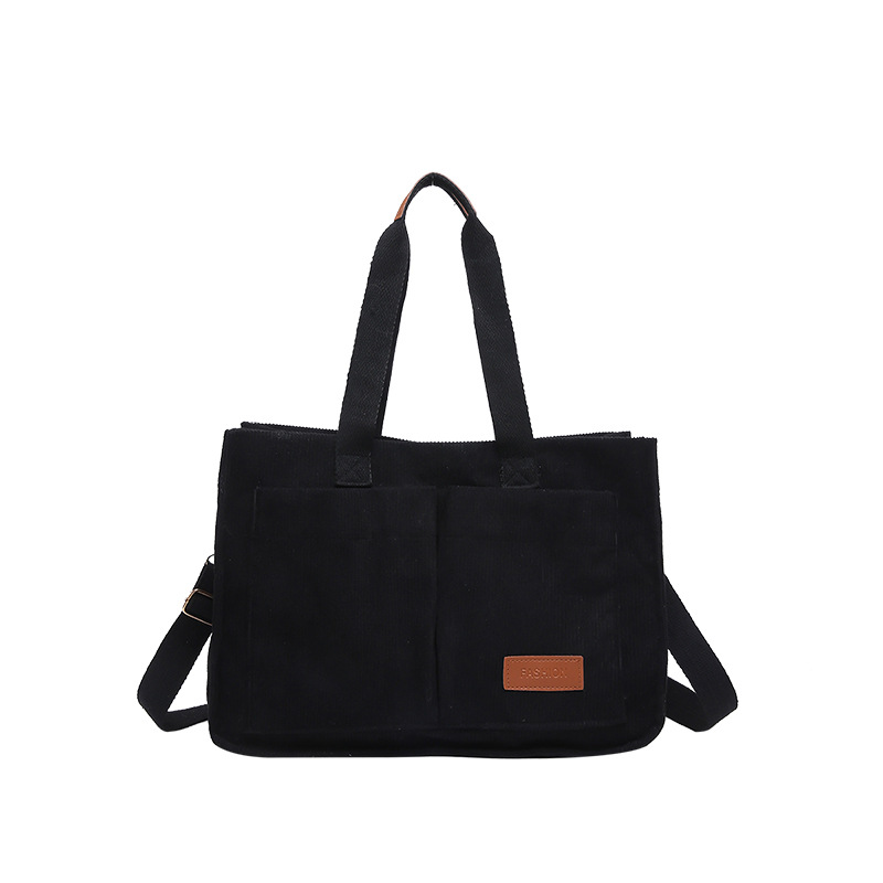 Tote bag, women's large-capacity fashionable corduroy single-shoulder bag, casual retro simple handbag, crossbody bag, commuting bag Item Picture