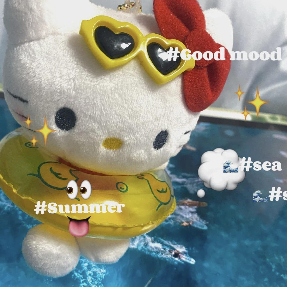 Cartoon and anime swimming rings, cat keychains, pendants, dolls, girls' backpack decorations, claw machines, small dolls details Picture