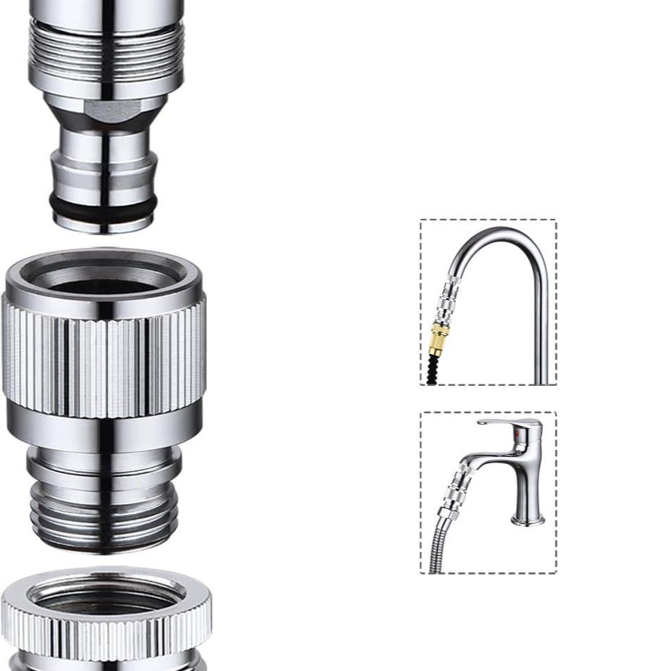 Quick connector adapter, shower garden pipe quick connection, bathroom kitchen faucet adapter quick installation parts Item Picture