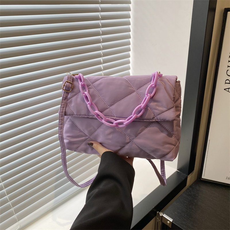 Autumn and winter space cotton casual bag for women, large capacity, fashionable crossbody, stylish diamond-shaped, versatile single-shoulder bag for women full figure