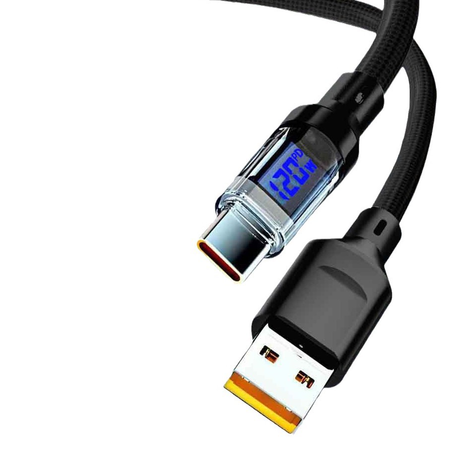 Cross-border bestseller digital display mobile phone data cable: 60W Super fast charging pure copper core Type-C ultra-long multi-functional charging cable Item Picture
