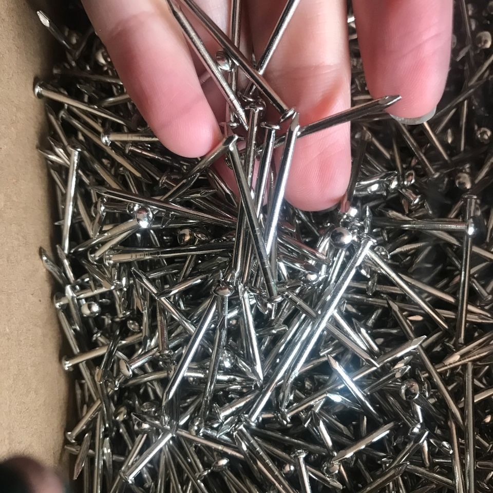 One-jin price small iron nail nickel-plated round head small nail line drawing wound wire wooden box craft product nail craft iron nail silver Specification drawing