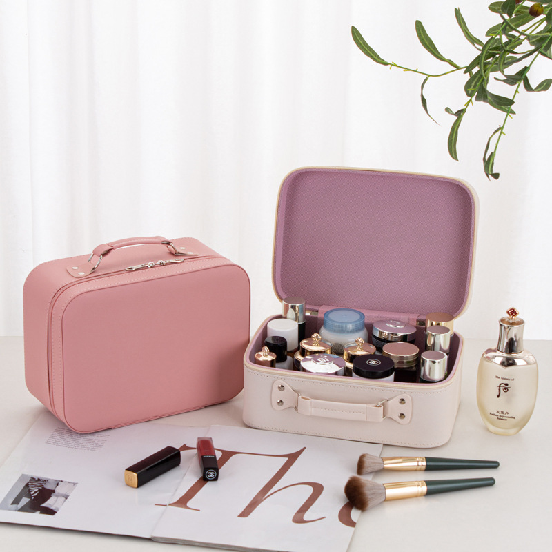 Customized macaron-colored makeup bag, large-capacity cosmetics storage, patterned multi-functional portable makeup box, hand-held full figure