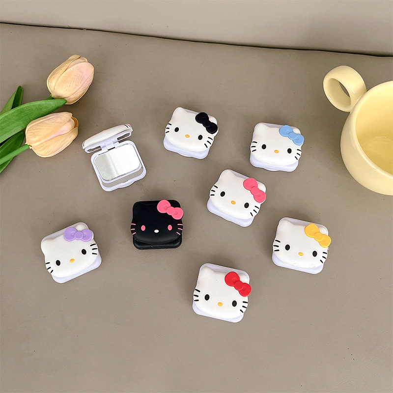 Cartoon cat flip mirror, phone airbag stand, back sticker, retractable TV table stand, portable and easy to carry around Specification drawing