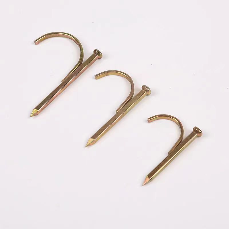 Cement nails, steel nails, water pipe hook nails, 4-point hook nails, water pipe fixing hook nails, wire pipe nails, pipe clamps, hook nails, code nails, structure d Specification drawing
