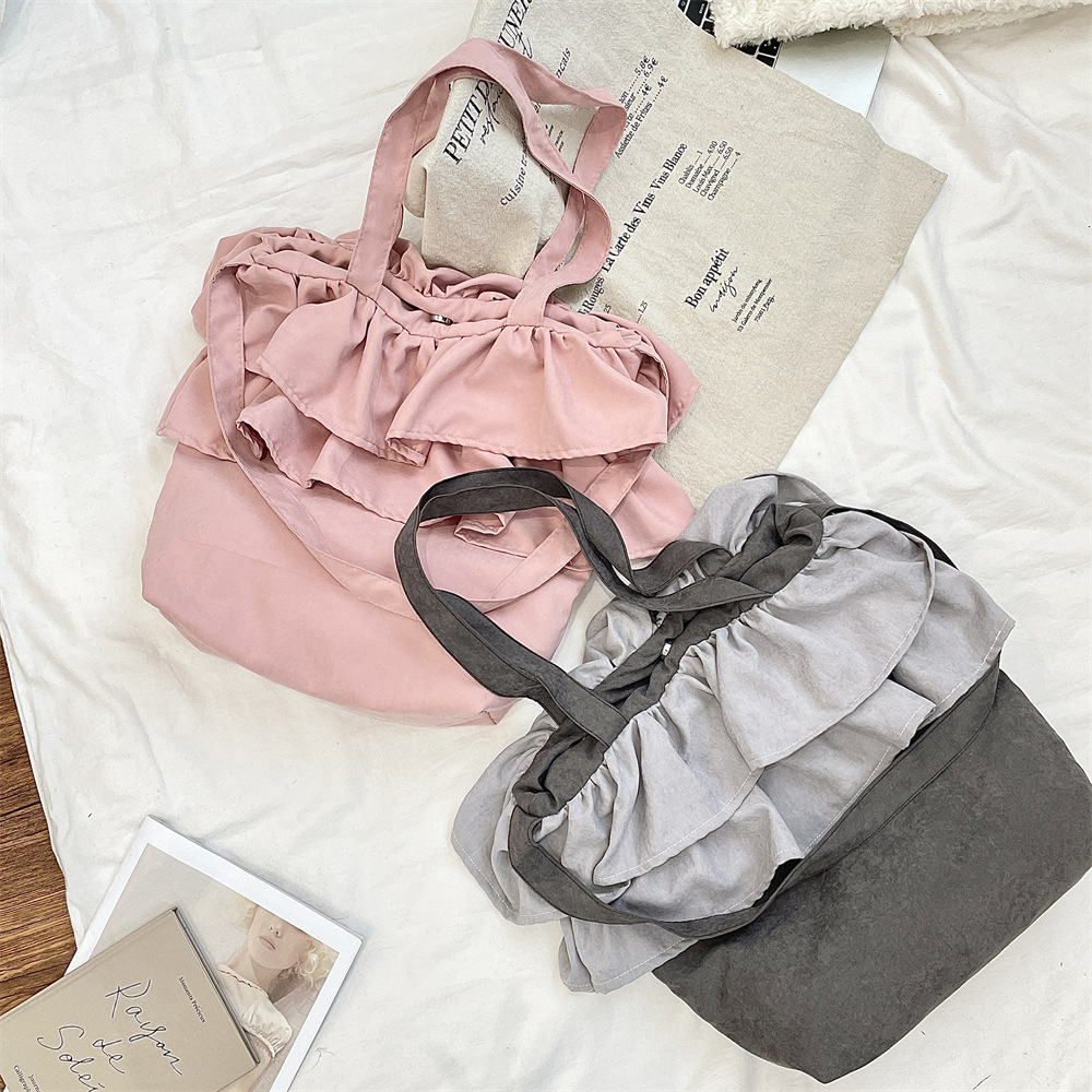 53163 Korean-style large-capacity flower bud bag, cute ruffled single-shoulder bag, student class bag, crossbody bag for going out Specification drawing