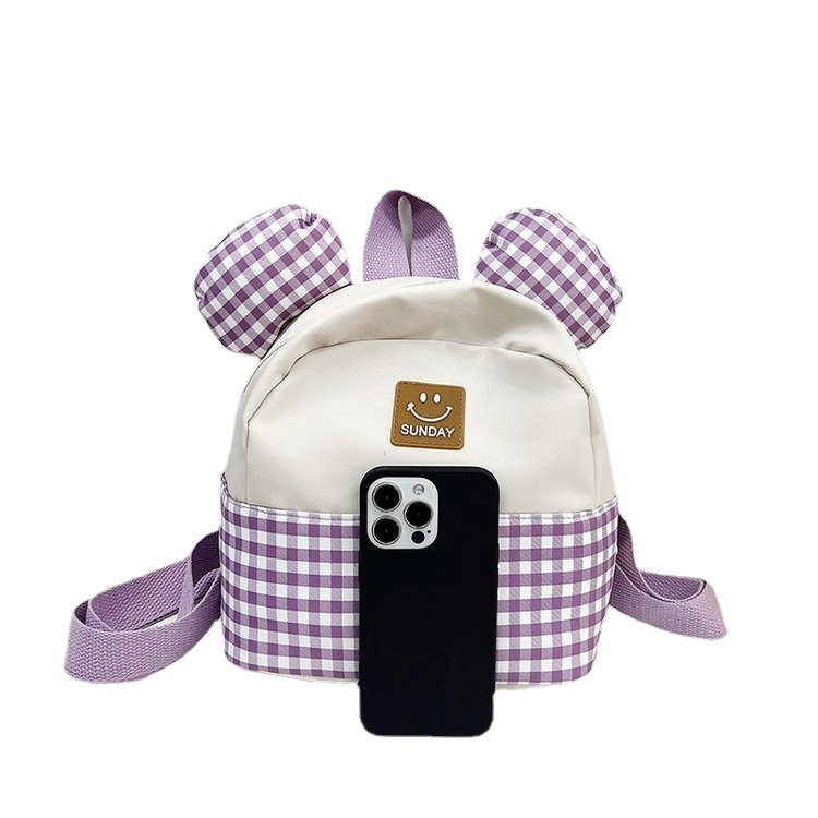 New Korean version double-shoulder children's bags for autumn and winter 2023, fashionable color-blocking cute backpacks for boys and girls, small schoolbags Item Picture