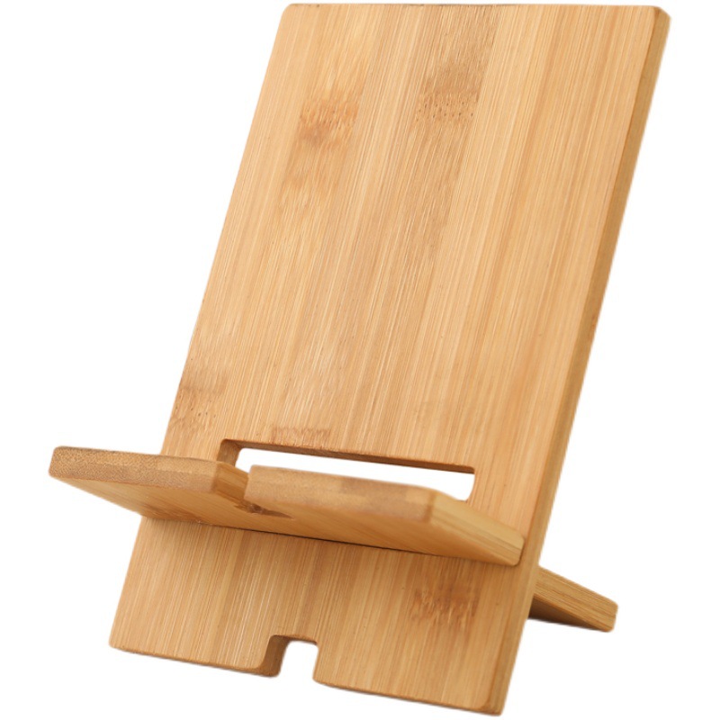 Bamboo mobile phone stand, bamboo base, mobile phone charging stand, multi-functional stand for mobile phone and tablet, printed LOGO Item Picture