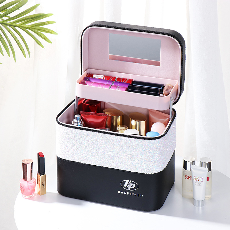 ins' new large-capacity multi-color makeup bag for women, portable and simple cosmetics, multi-layer storage box, popular box, hand-carry Application Scenario