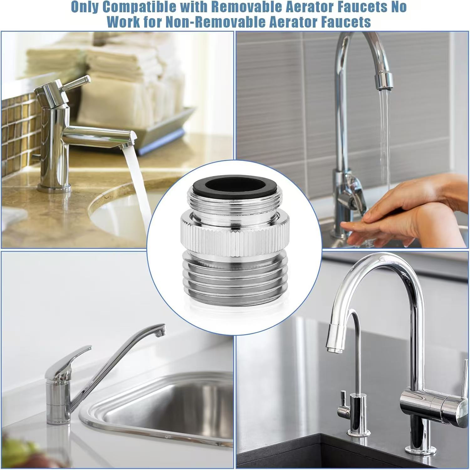 Cross-border US standard faucet to garden hose fitting 22 internal thread to 3/4GHT external thread fitting Application Scenario