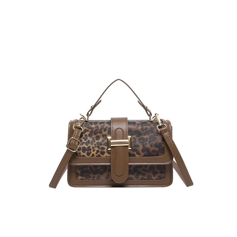 A new retro and distinctive leopard print hand-held small square bag for women's fashion, a single-shoulder crossbody commuter bag for winter 2024 Item Picture