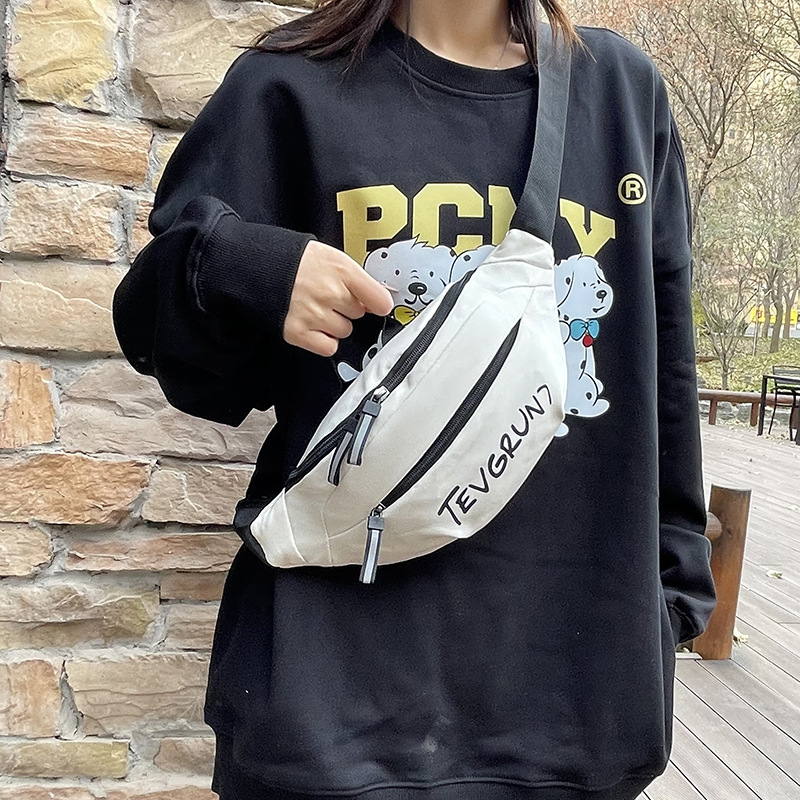 Crossbody bag, trendy sporty small backpack, casual female student, Japanese-style single-shoulder bag, versatile letter saddle bag details Picture