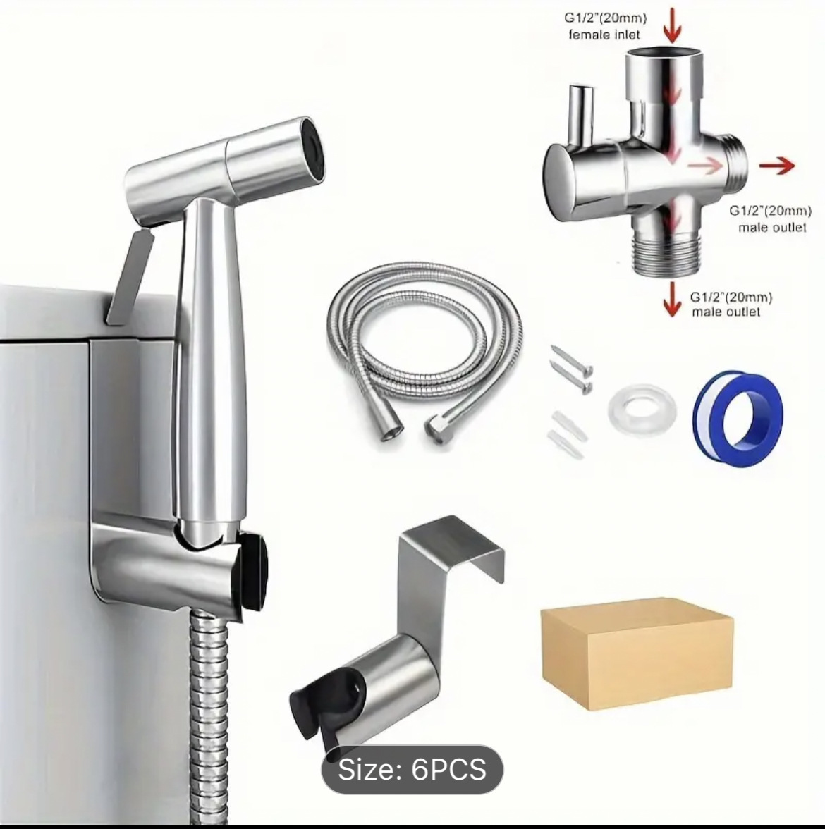 Cross-border foreign trade toilet companion, women's washing machine, spray gun set, high-pressure pressure-increasing nozzle, toilet spray gun, 304 stainless steel full figure