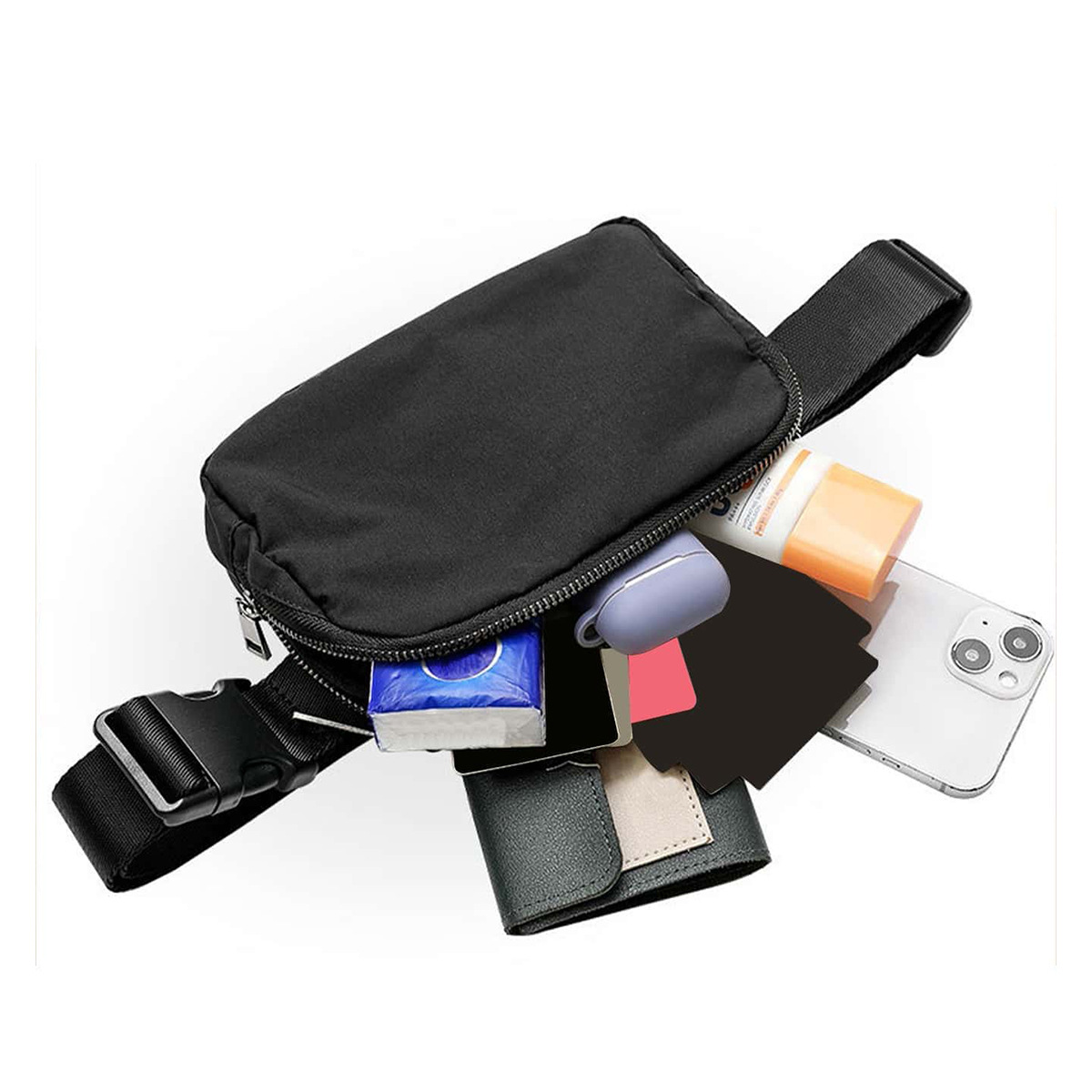 Cross-border lulu's same style waist bag, nylon waterproof chest bag, crossbody bag, outdoor sports, running, crossbody waist bag for men and women details Picture