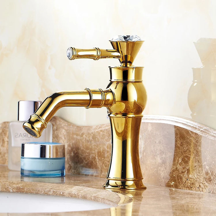 All-copper electroplated faucet, bathroom basin faucet, countertop basin faucet, hot and cold washbasin faucet Specification drawing