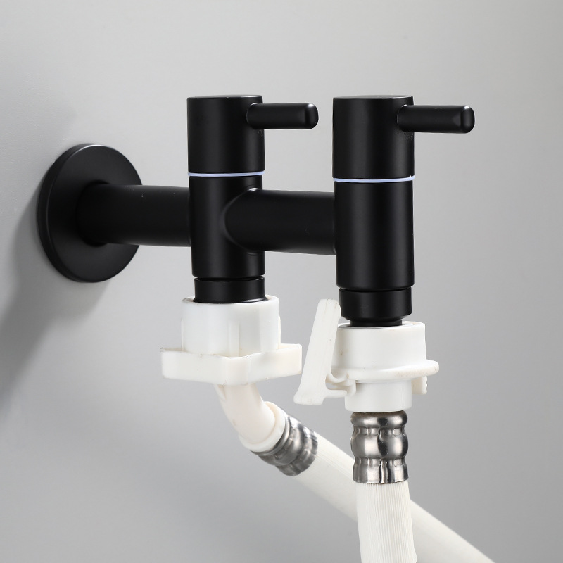 Black washing machine extended faucet, 4-inch and 6-inch stainless steel household faucet, mop and sink nozzle details Picture