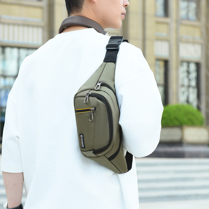 New cross-border men's fashion brand crossbody bag, men's casual, fashionable and sporty chest bag, high-end water-resistant single-shoulder bag Specification drawing