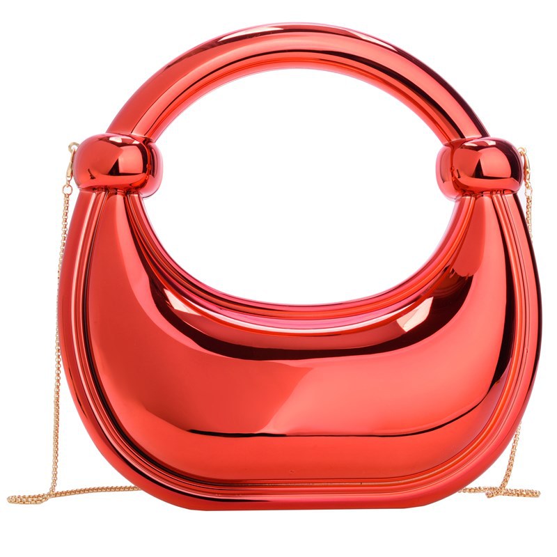 European and American cross-border 2025 Double Knot Crescent Moon Bag, gold and silver ornaments, home decoration handbag, makeup acrylic bag Item Picture