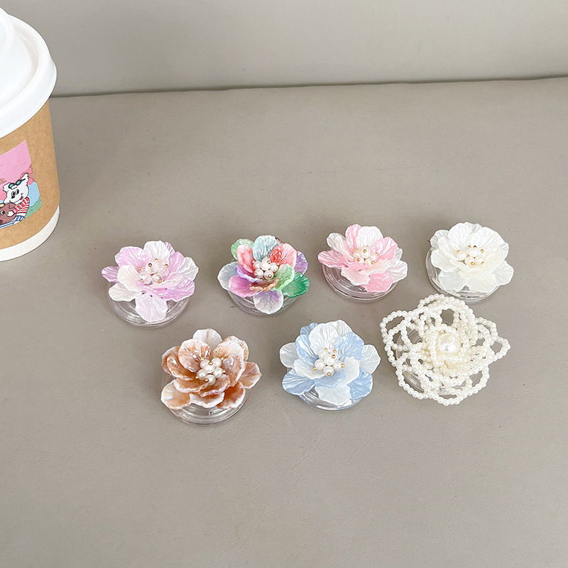 Three-dimensional flower phone airbag stand, small and fresh style, Korean ins back sticker, retractable desktop air cushion support frame details Picture