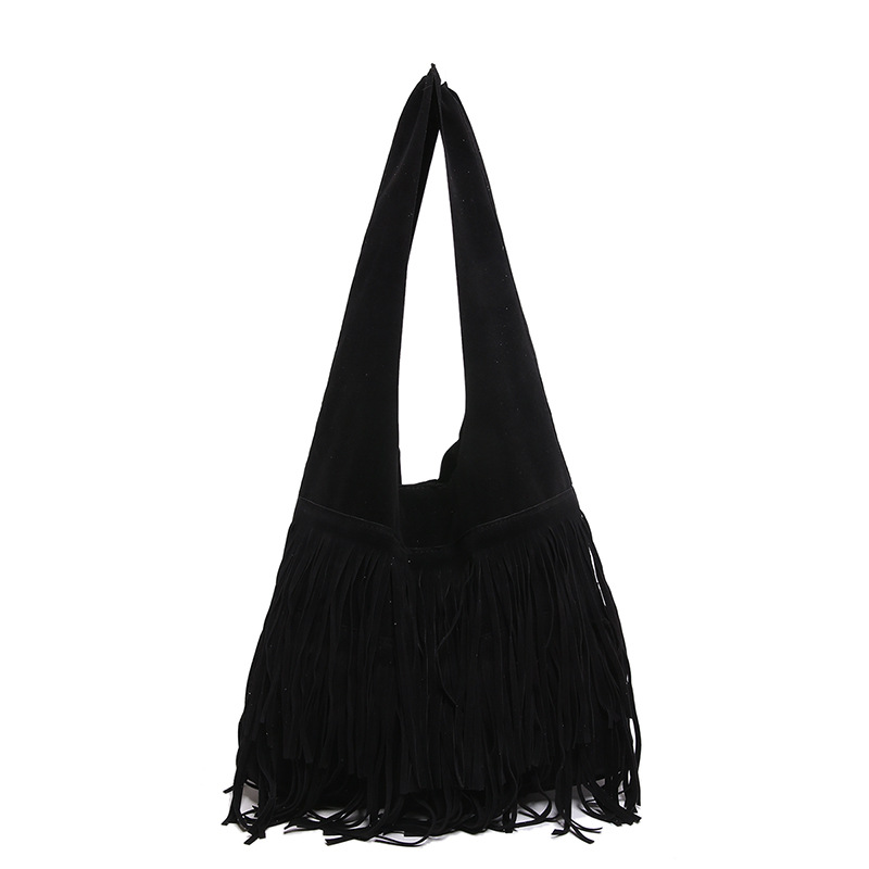 Korean fringed bag 2024 New style, fashionable large-capacity retro tote bag, casual commuting, high-end underarm bag Item Picture