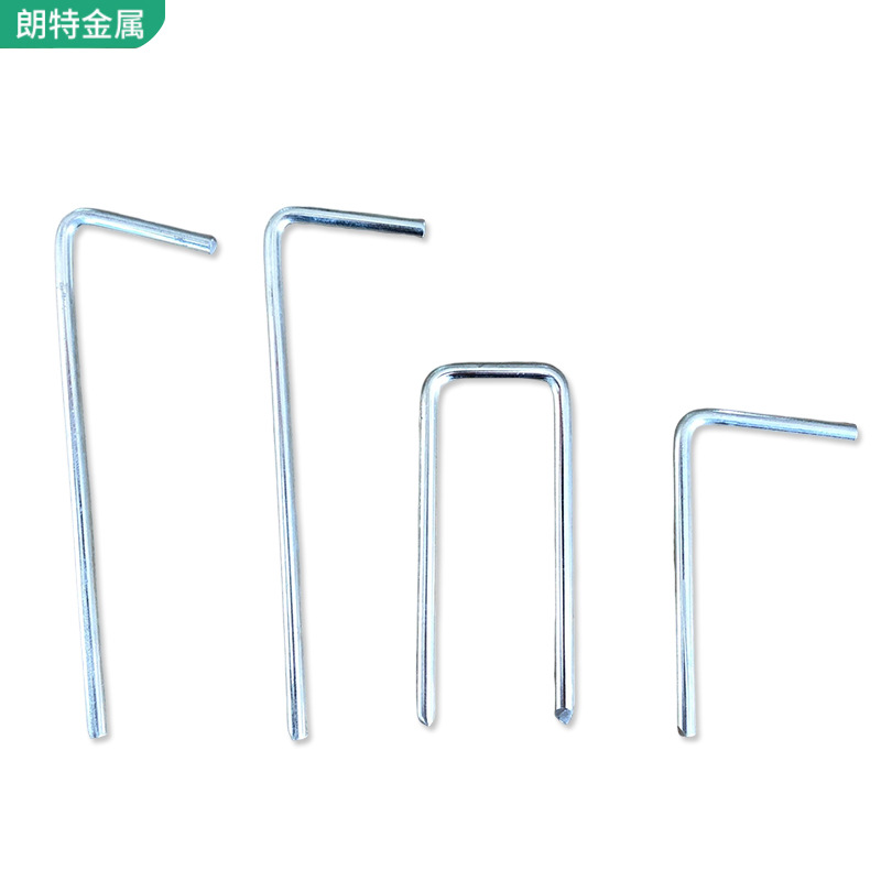 In-stock garden U-shaped galvanized ground studs, brand-new slanted orchard ground studs, thickened weed control fabric ground studs, and ground film fixators Item Picture