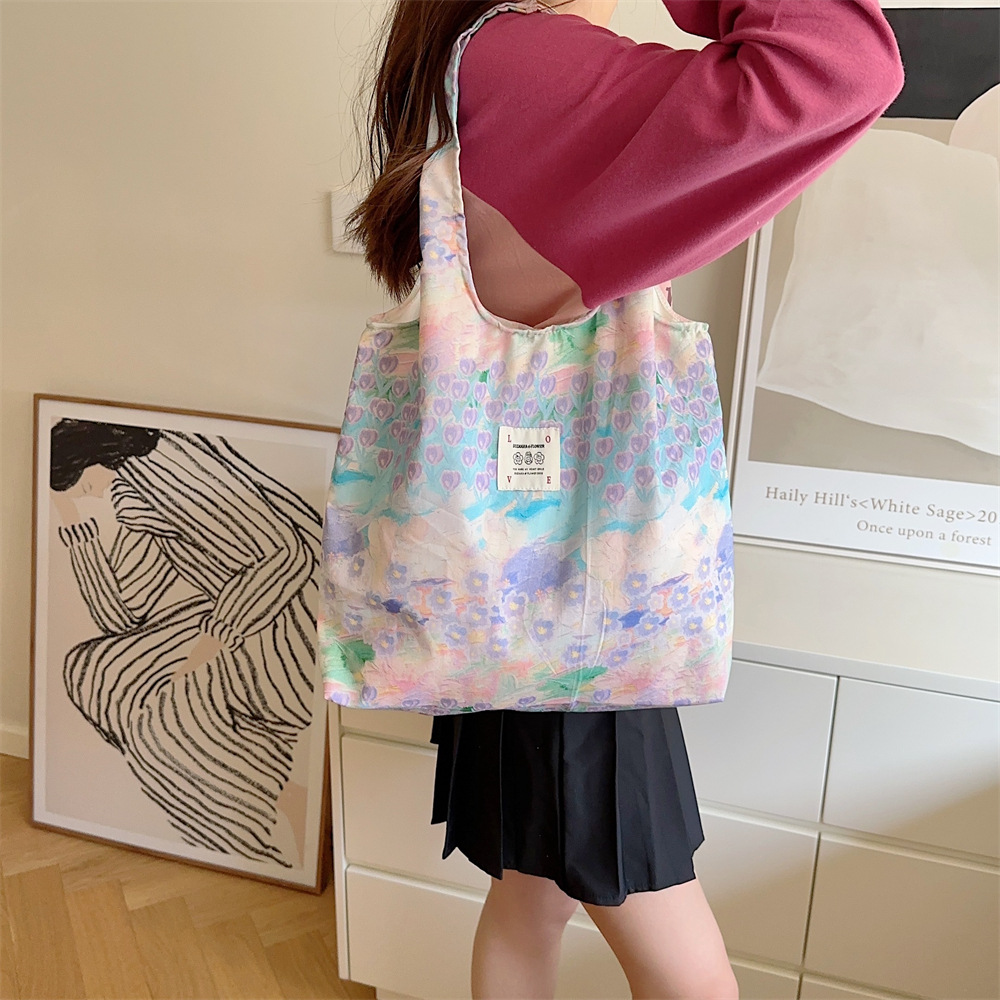 35204 Large capacity Bag, 2023 New style Pink flower sea Floral Print versatile shoulder bag, women's summer Tote bag full figure