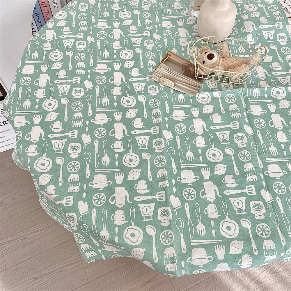 bj5209 InS-style small round table tablecloth, simple and fresh cotton and linen tablecloth, coffee table fabric, oil-resistant tablecloth, heat-resistant tablecloth Specification drawing
