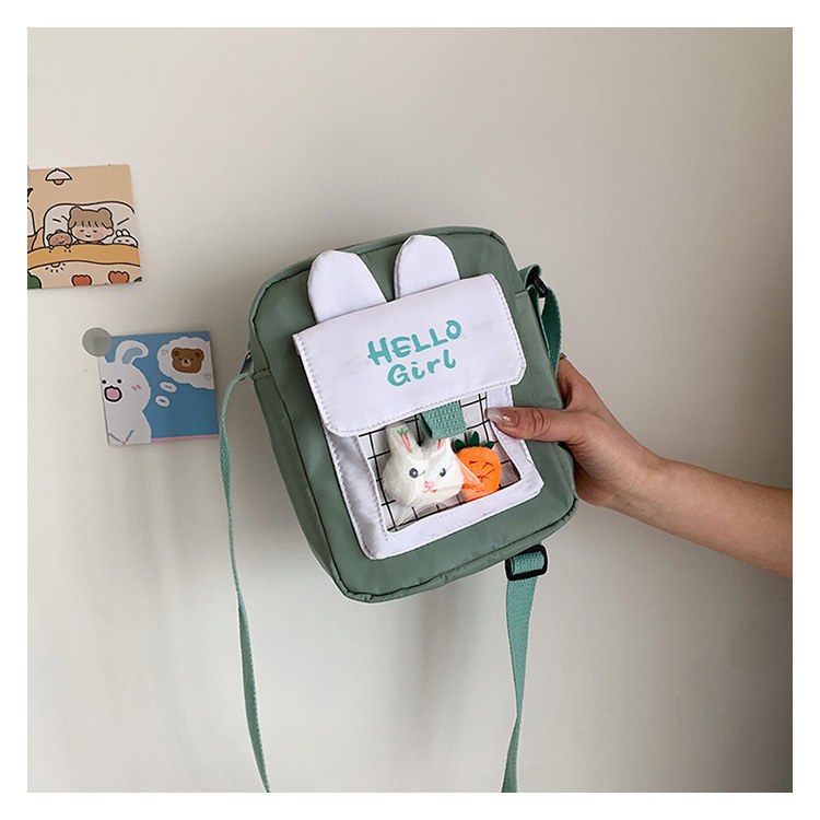 2022 new style Japanese-style canvas bags for women, cute Korean-style cartoon crossbody bags for girls, and fashionable small square bags for students Specification drawing