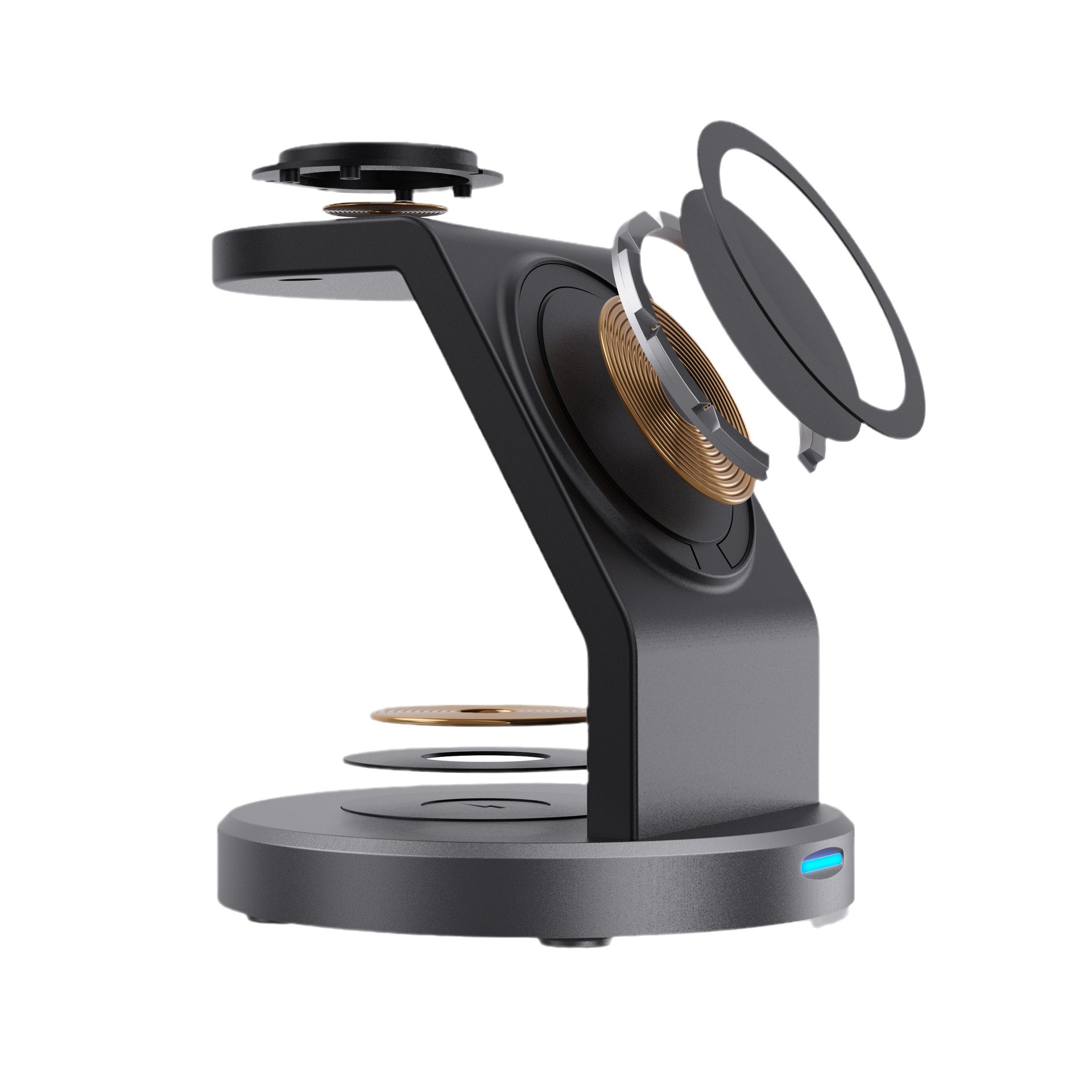 Source Factory's cross-border bestseller multi-functional magnetic 3-in-1 wireless charger, standing phone stand, watch wireless charger Item Picture