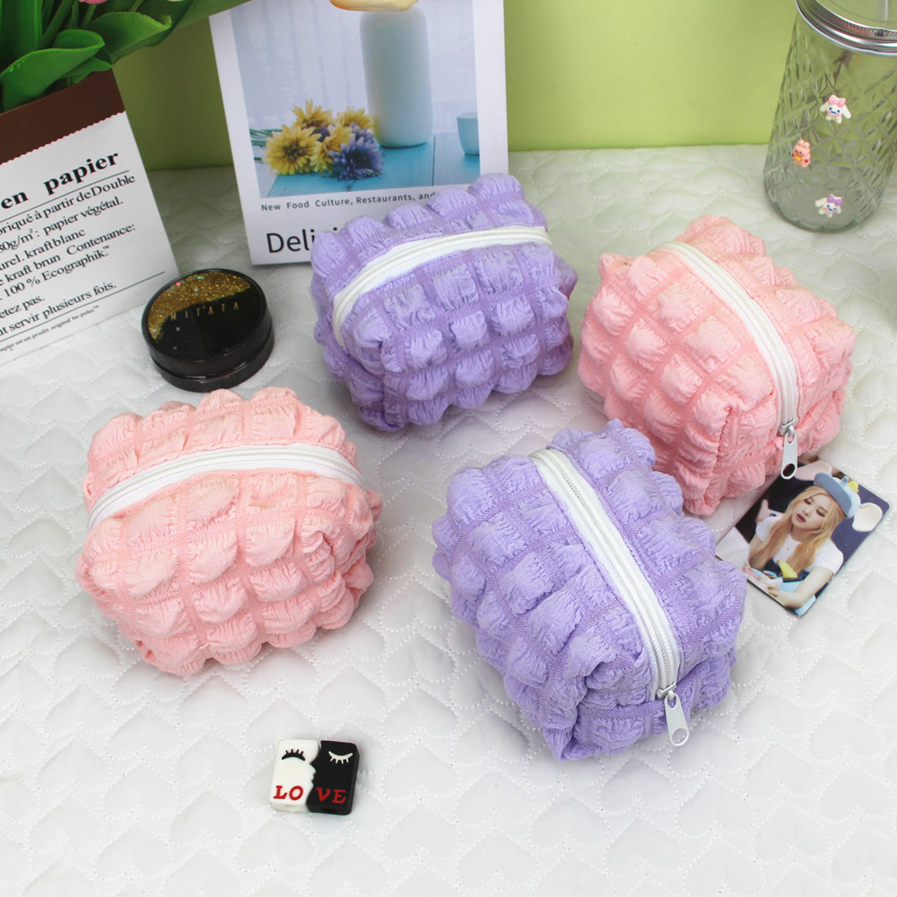 2023 New Puff Wallet, Bubble Grid coin Purse, Lipstick, data cable storage bag, cute Girls' Sanitary napkin bag Specification drawing
