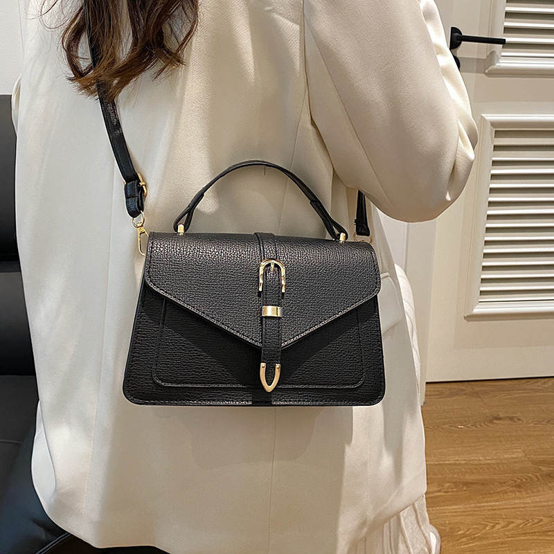 Retro 2024 new style, fashionable, casual, simple and casual, with belt decoration, single-shoulder, crossbody and hand-carry women's small square bag details Picture